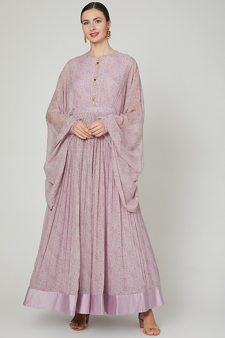 Dusty Pink Printed Anarkali by Ridhi Mehra