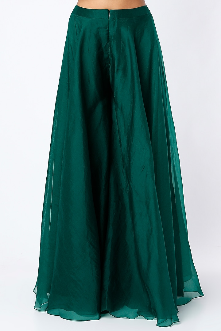 Emerald Green Organza Bridal Sharara Set by Ridhi Mehra at Pernia's Pop Up Shop