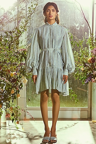 Powder Blue Printed Dress by Ridhi Mehra Pret