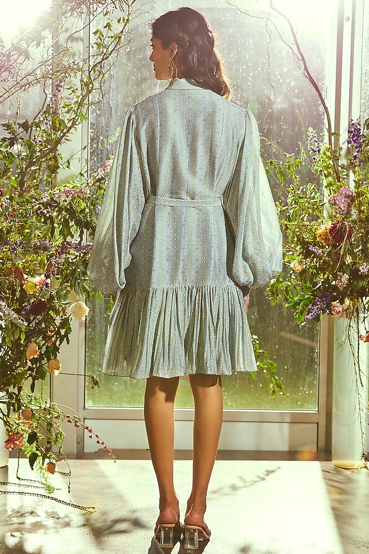 Powder Blue Printed Vacation Dress by Ridhi Mehra Pret at Pernia's Pop Up Shop