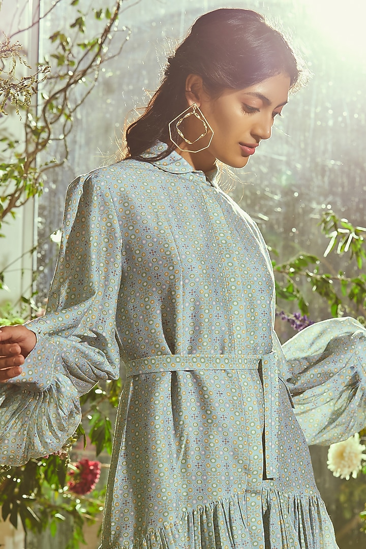 Powder Blue Printed Vacation Dress by Ridhi Mehra Pret at Pernia's Pop Up Shop