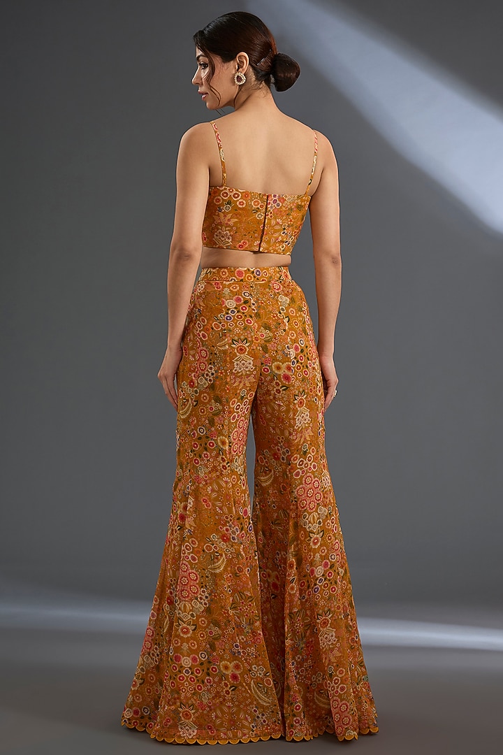 Yellow Georgette Printed Jacket Set by Ridhi Mehra at Pernia's Pop Up Shop
