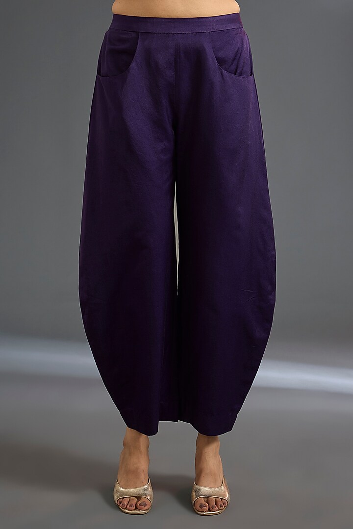 Purple Cotton Satin Kurta Set by Ridhi Mehra at Pernia's Pop Up Shop