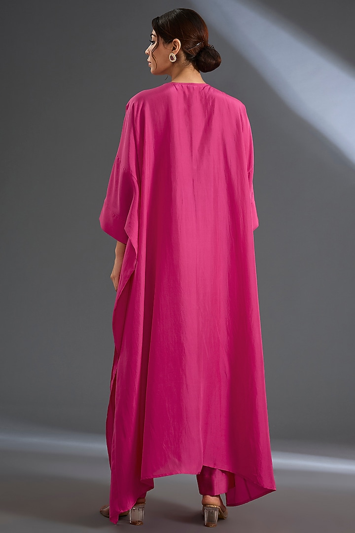 Fuchsia Habutai Silk Kaftan Set by Ridhi Mehra at Pernia's Pop Up Shop