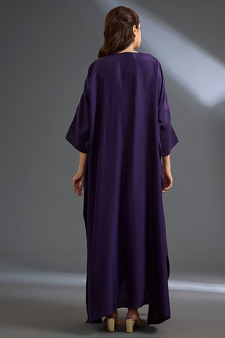 Purple Habutai Silk Kaftan Set by Ridhi Mehra at Pernia's Pop Up Shop