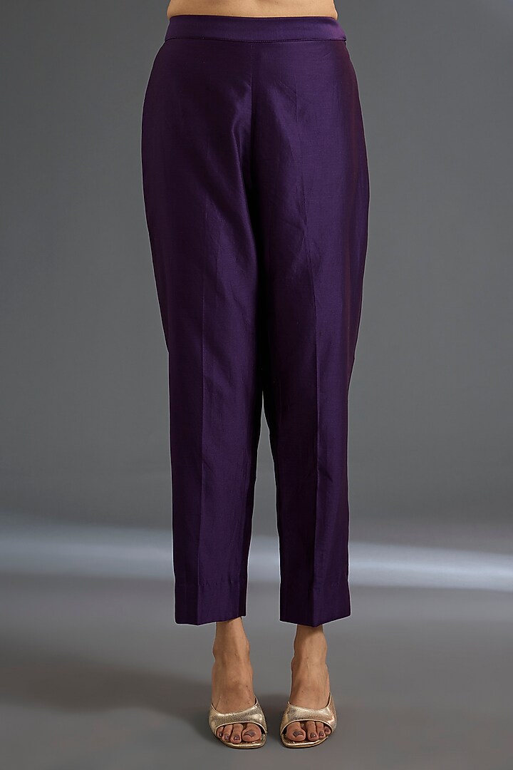 Purple Habutai Silk Kaftan Set by Ridhi Mehra at Pernia's Pop Up Shop
