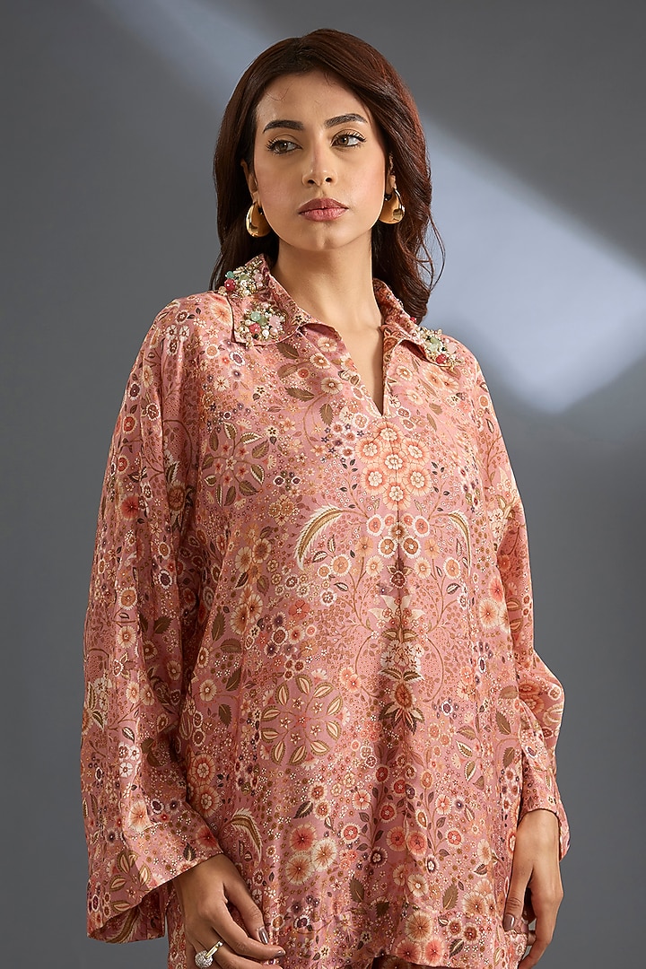 Red Fine Silk Co-Ord Set by Ridhi Mehra at Pernia's Pop Up Shop