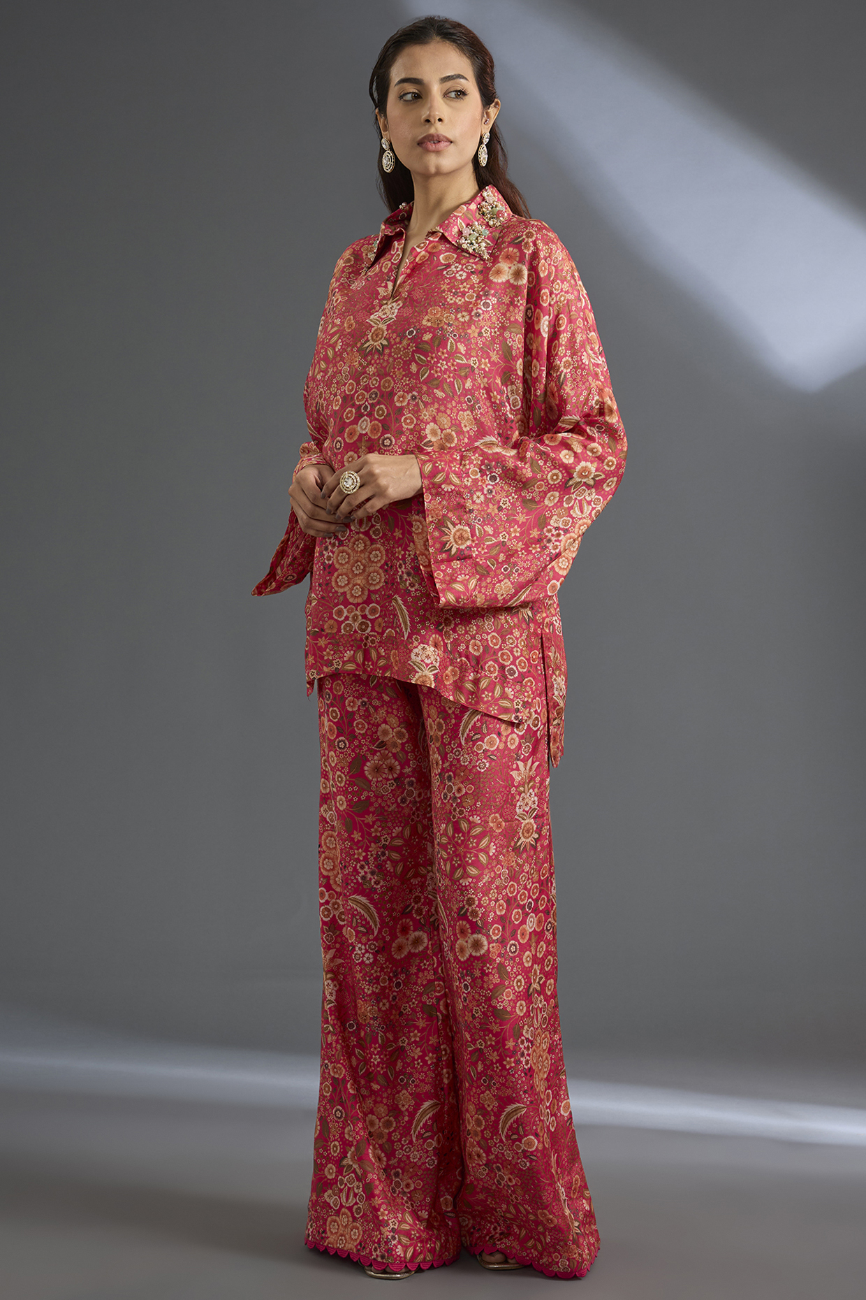 Fuchsia Fine Silk Co-Ord Set by Ridhi Mehra at Pernia's Pop Up Shop