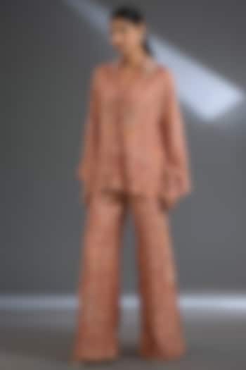 Dusky Pink Fine Silk Printed Co-Ord Set by Ridhi Mehra at Pernia's Pop Up Shop