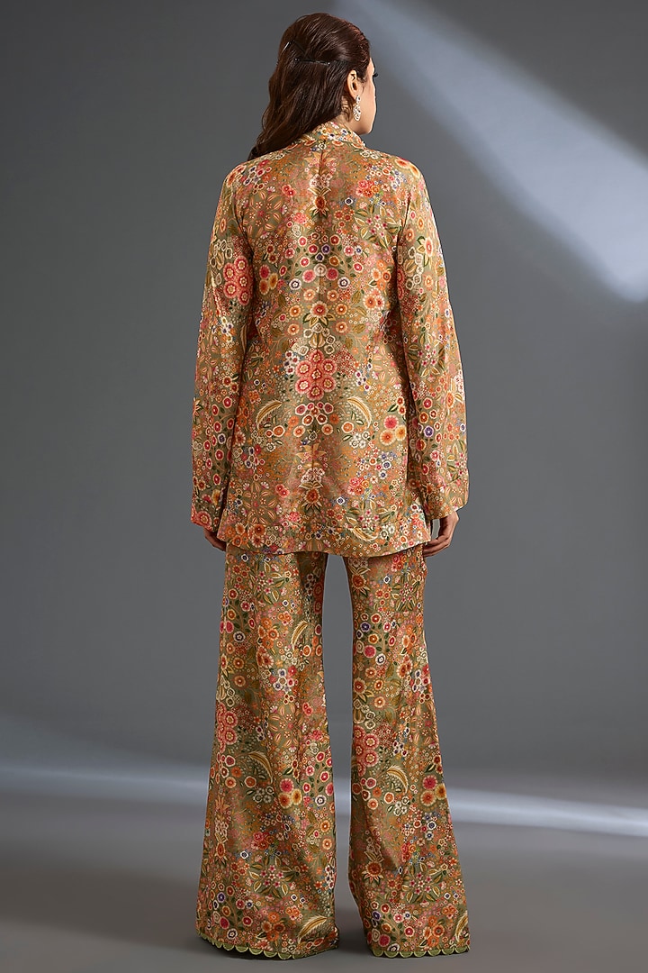 Olive Green Fine Silk Printed Co-Ord Set by Ridhi Mehra at Pernia's Pop Up Shop