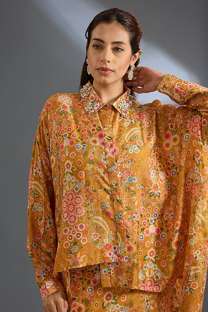 Yellow Raw Silk Co-Ord Set by Ridhi Mehra at Pernia's Pop Up Shop