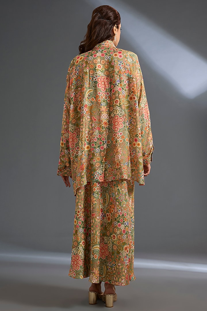 Olive Green Raw Silk Co-Ord Set by Ridhi Mehra at Pernia's Pop Up Shop