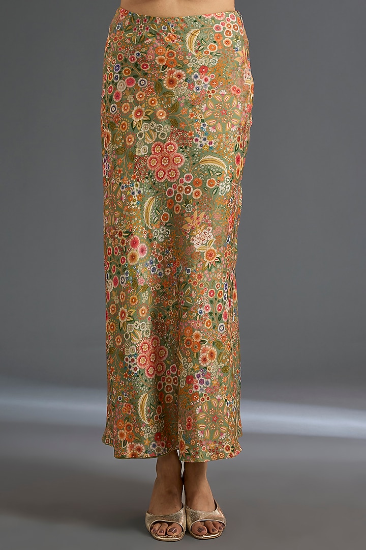 Olive Green Raw Silk Co-Ord Set by Ridhi Mehra at Pernia's Pop Up Shop