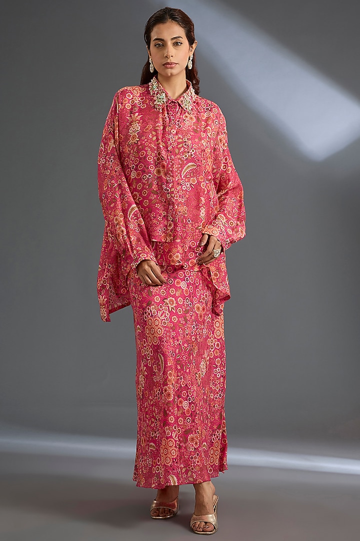 Fuschia Green Raw Silk Co-Ord Set by Ridhi Mehra at Pernia's Pop Up Shop