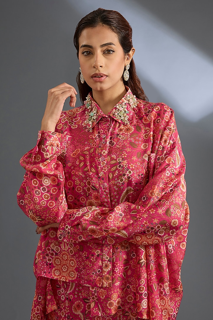 Fuschia Green Raw Silk Co-Ord Set by Ridhi Mehra at Pernia's Pop Up Shop
