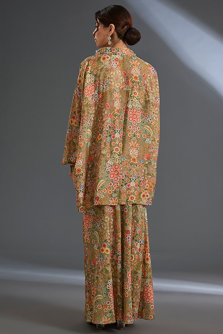 Olive Green Raw Silk Co-Ord Set by Ridhi Mehra at Pernia's Pop Up Shop