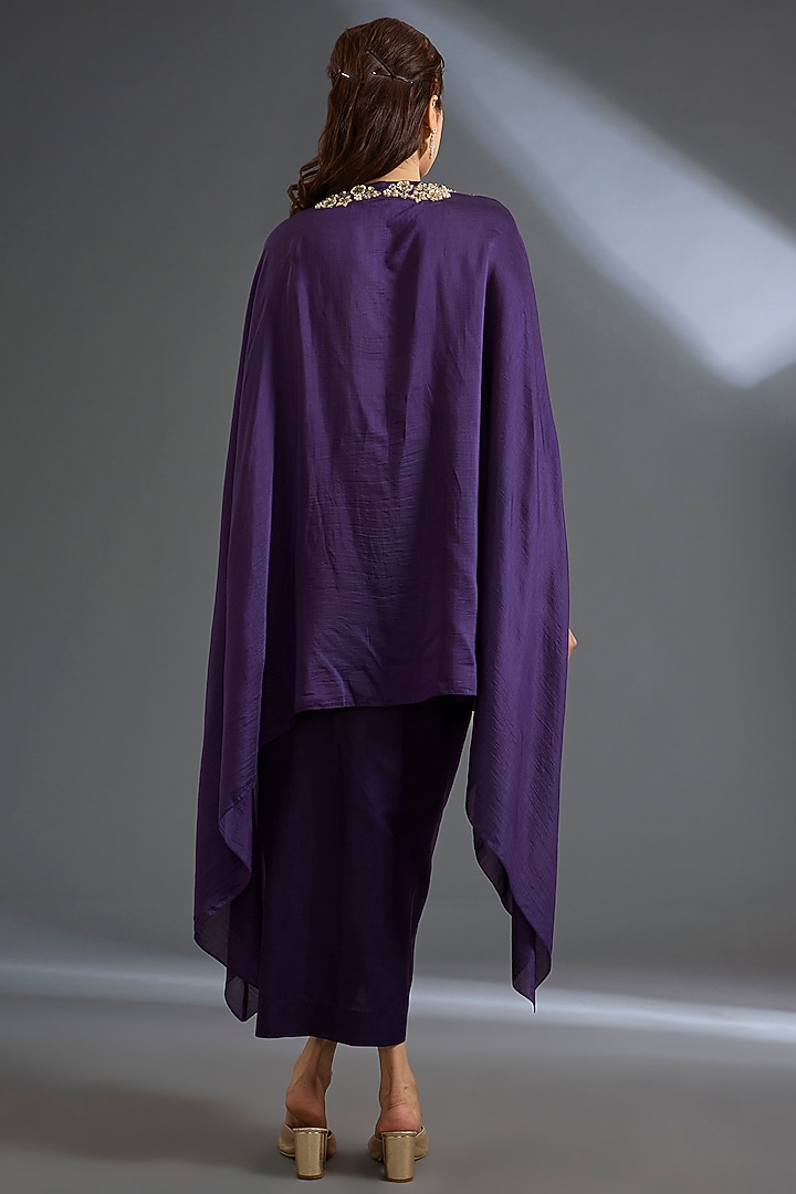 Purple Fine Silk Cape Set by Ridhi Mehra at Pernia's Pop Up Shop