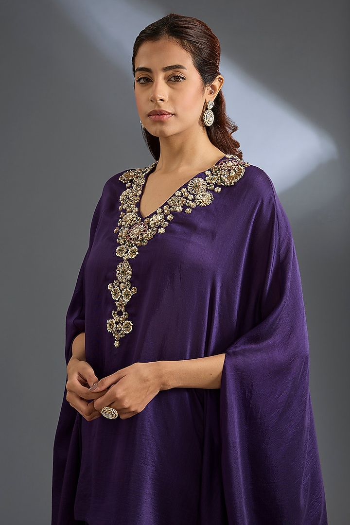 Purple Fine Silk Cape Set by Ridhi Mehra at Pernia's Pop Up Shop