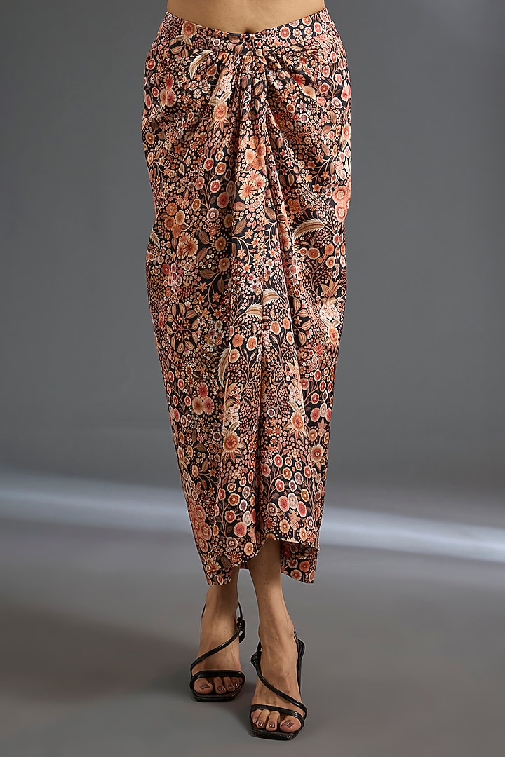 Black Fine Silk Printed Cape Set by Ridhi Mehra at Pernia's Pop Up Shop