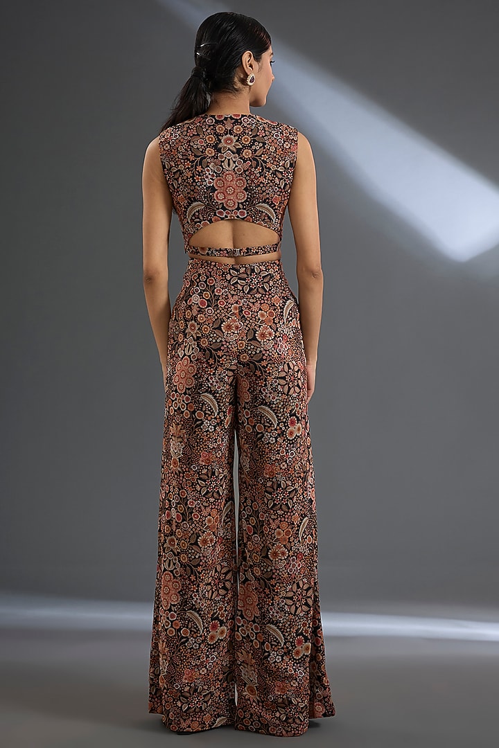 Black Georgette Printed Pant Set by Ridhi Mehra at Pernia's Pop Up Shop