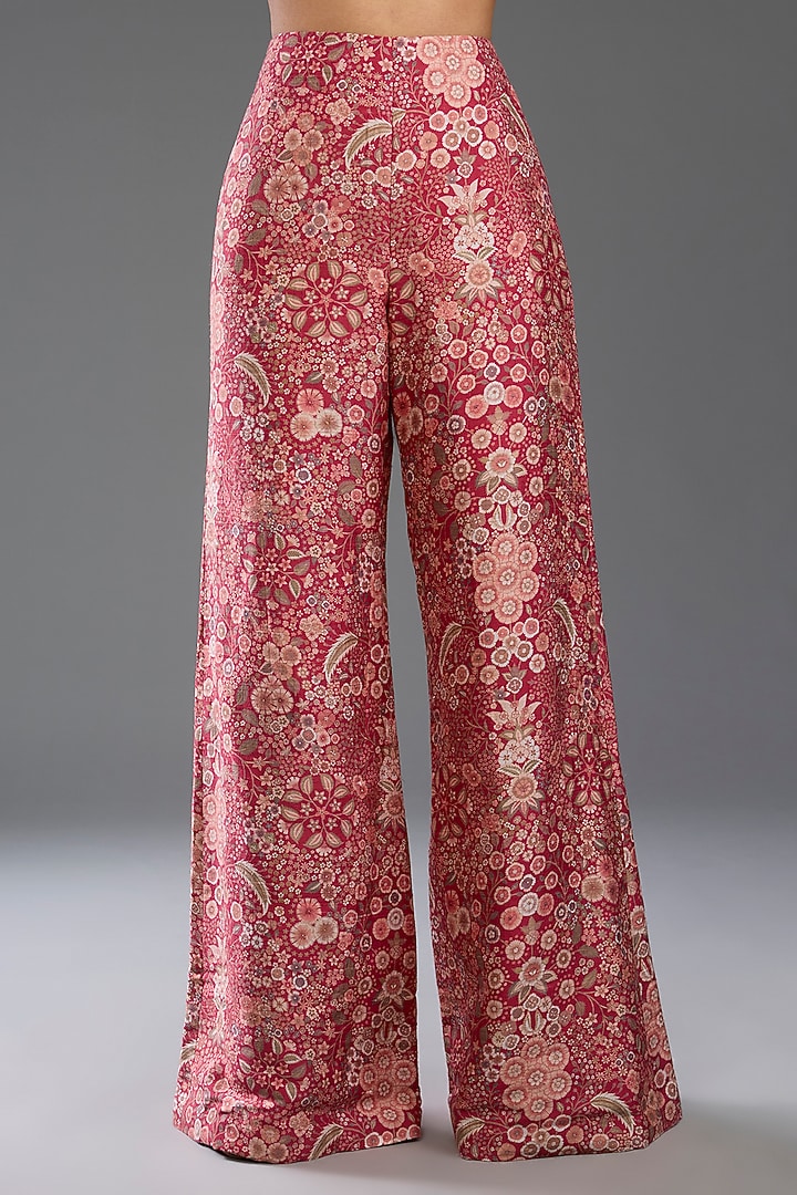 Red Raw Silk Printed Jacket Set by Ridhi Mehra at Pernia's Pop Up Shop
