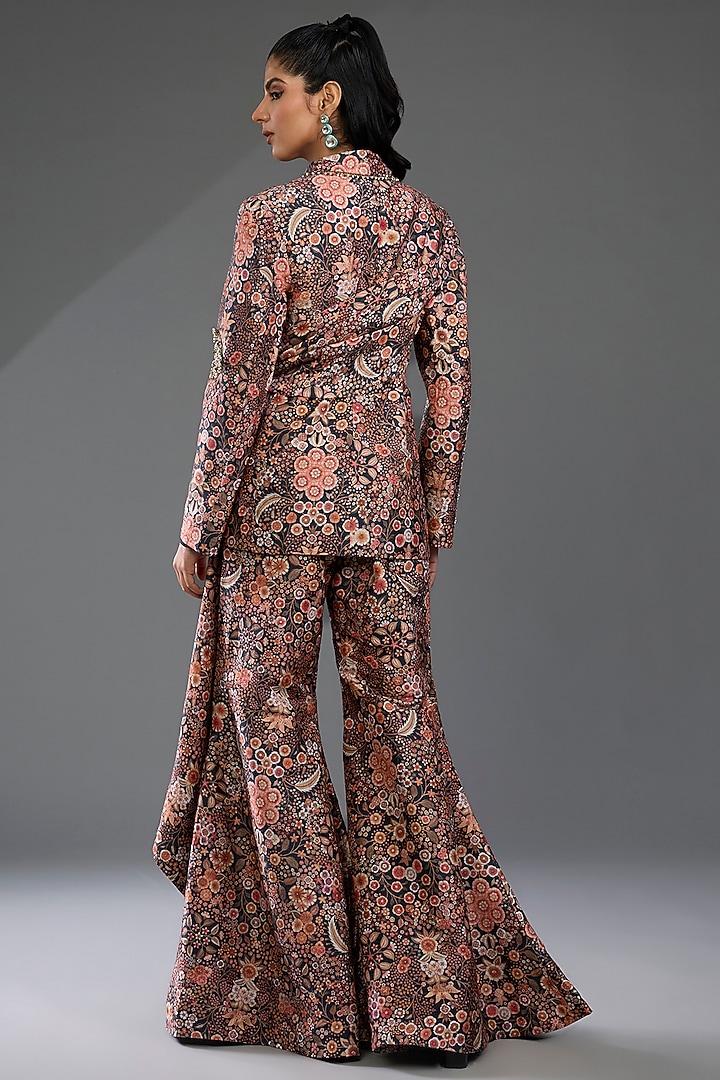 Red Raw Silk Printed Jacket Set by Ridhi Mehra at Pernia's Pop Up Shop
