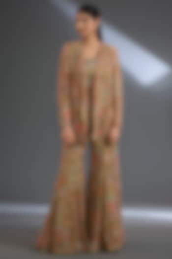 Olive Green Georgette Printed Pant Set by Ridhi Mehra at Pernia's Pop Up Shop