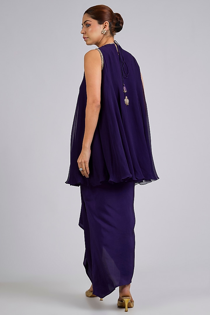 Purple Silk Draped Skirt Set by Ridhi Mehra at Pernia's Pop Up Shop