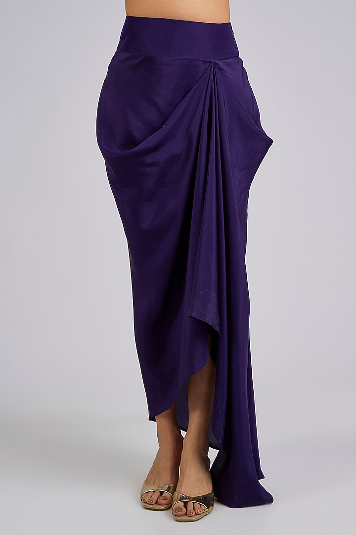 Purple Silk Draped Skirt Set by Ridhi Mehra at Pernia's Pop Up Shop
