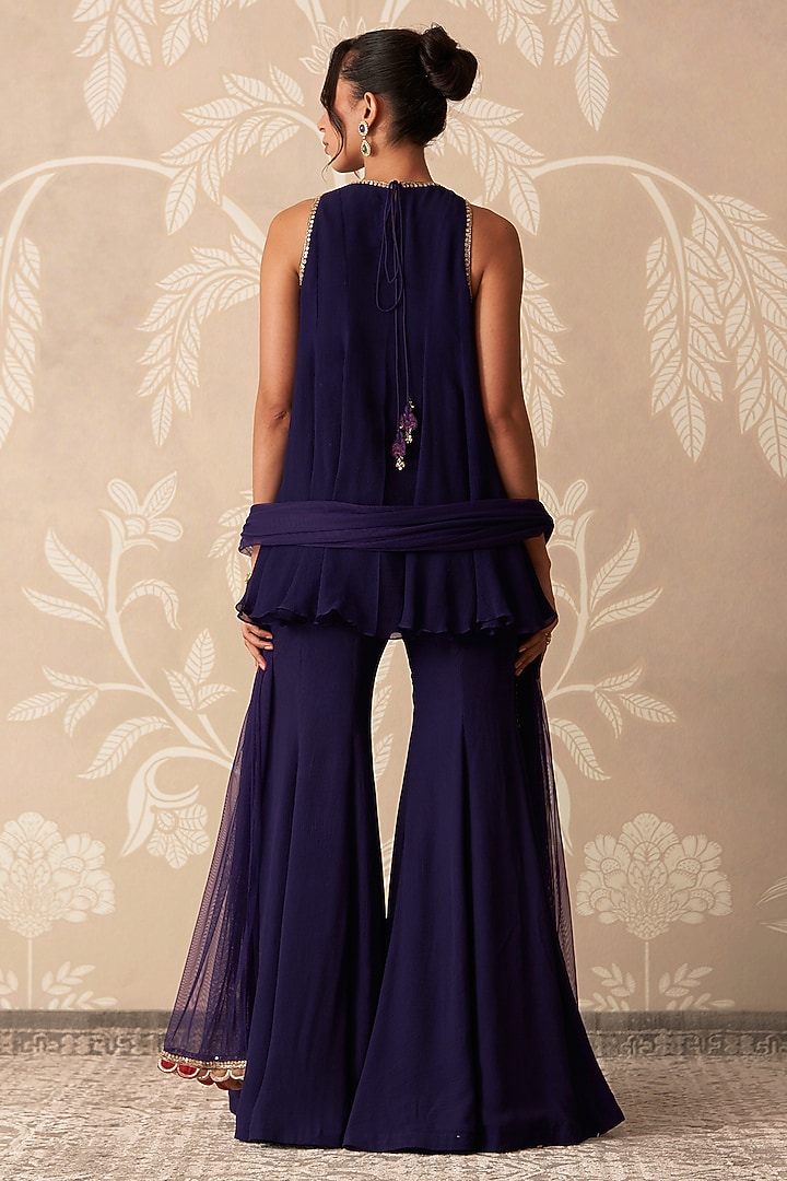 Purple Chiffon Wedding Sharara Set by Ridhi Mehra at Pernia's Pop Up Shop