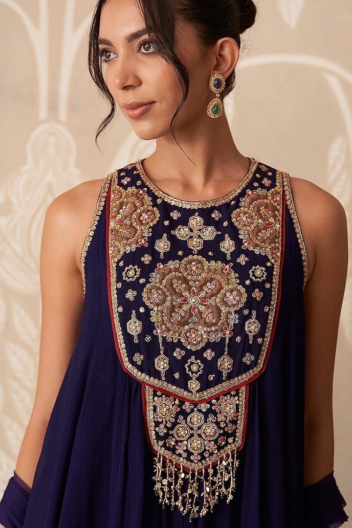Purple Chiffon Wedding Sharara Set by Ridhi Mehra at Pernia's Pop Up Shop