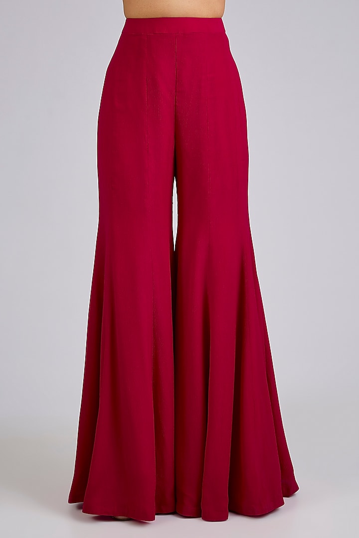 Red Chiffon Wedding Sharara Set by Ridhi Mehra at Pernia's Pop Up Shop