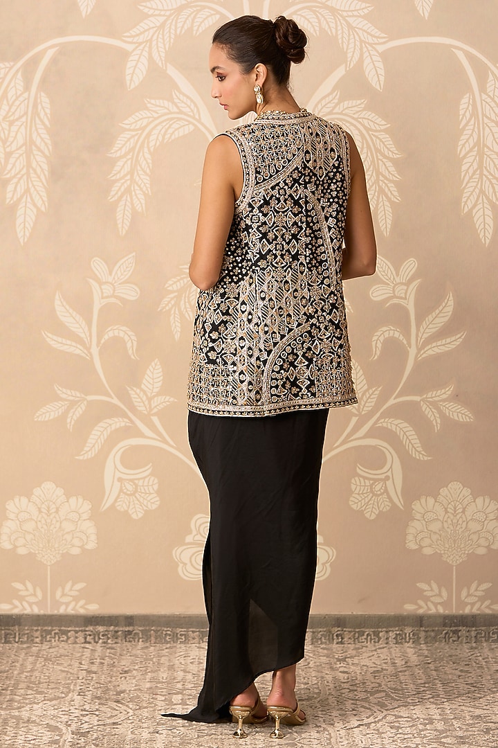 Black Organza Embroidered Jacket Set by Ridhi Mehra at Pernia's Pop Up Shop