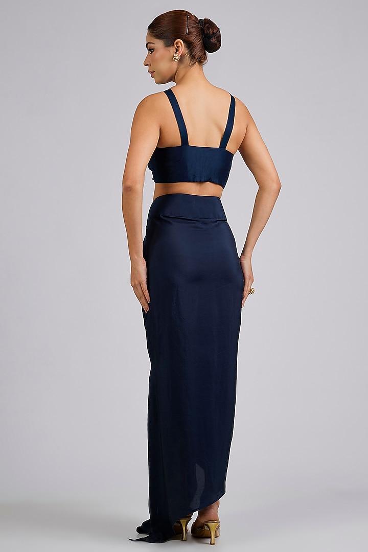 Navy Organza Embroidered Flared Kurta Set by Ridhi Mehra at Pernia's Pop Up Shop
