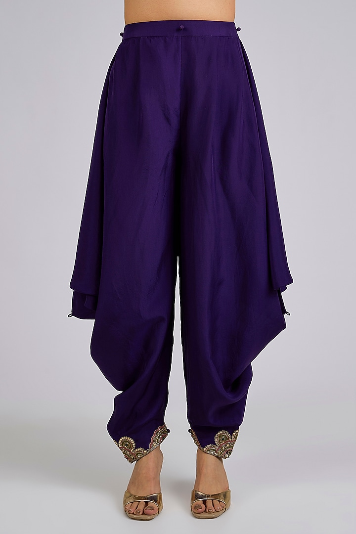Purple Silk Embroidered Cape Set by Ridhi Mehra at Pernia's Pop Up Shop