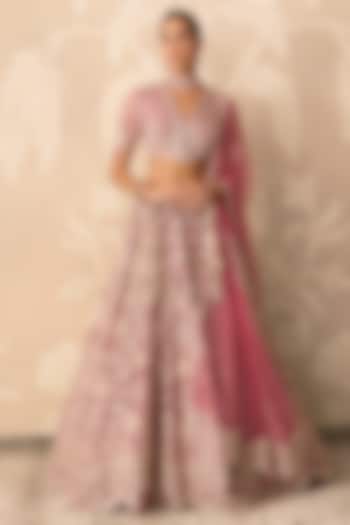 Water Gold-Colored Tissue Bridal Lehenga Set by Ridhi Mehra at Pernia's Pop Up Shop