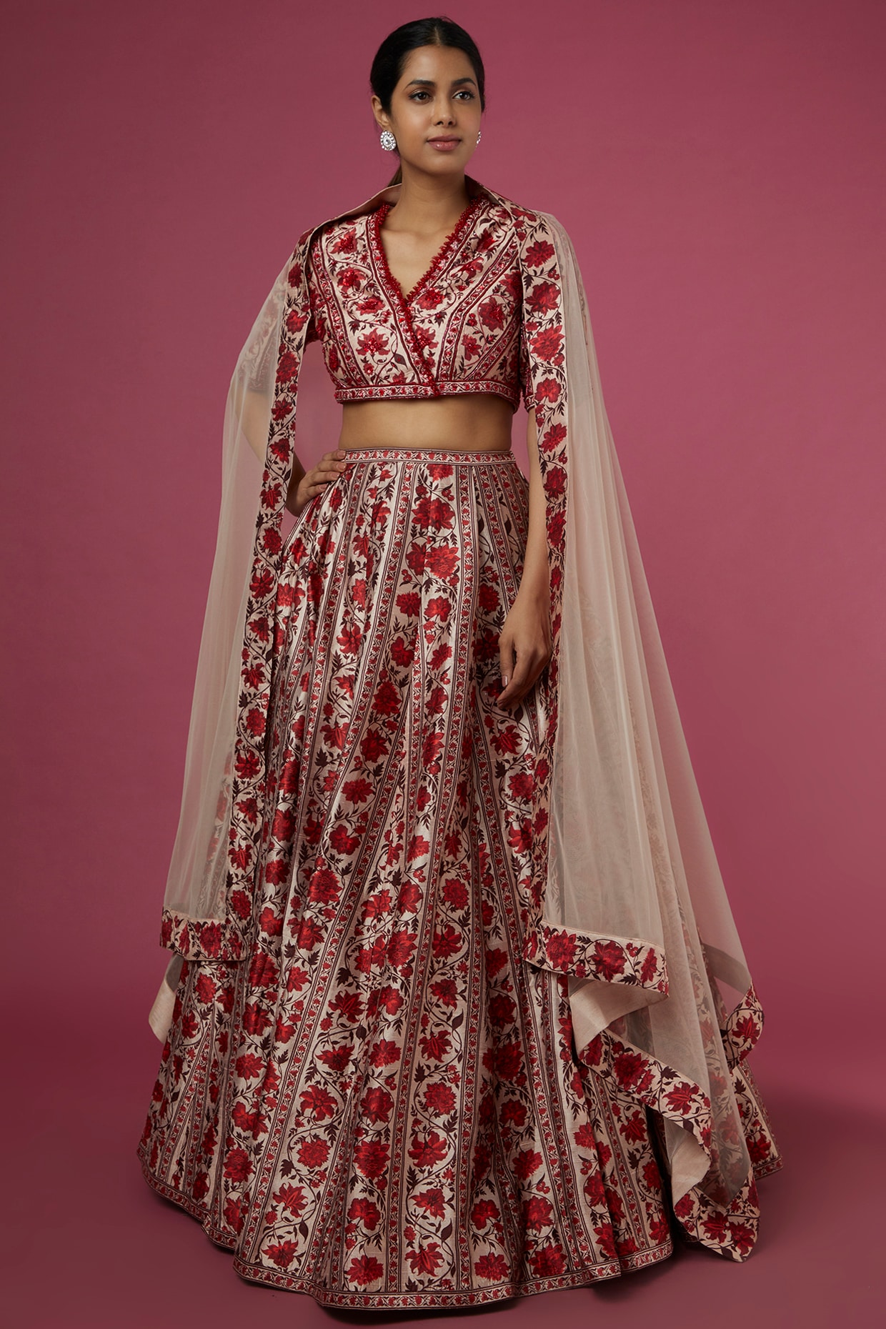 Wedding Lehenga - Multicolor Crop Top Style Pure Silk Lehenga Choli –  Empress Clothing