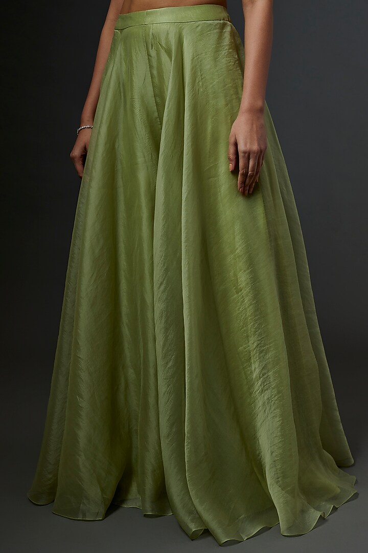 Mint Green Organza Cape Set by Ridhi Mehra at Pernia's Pop Up Shop