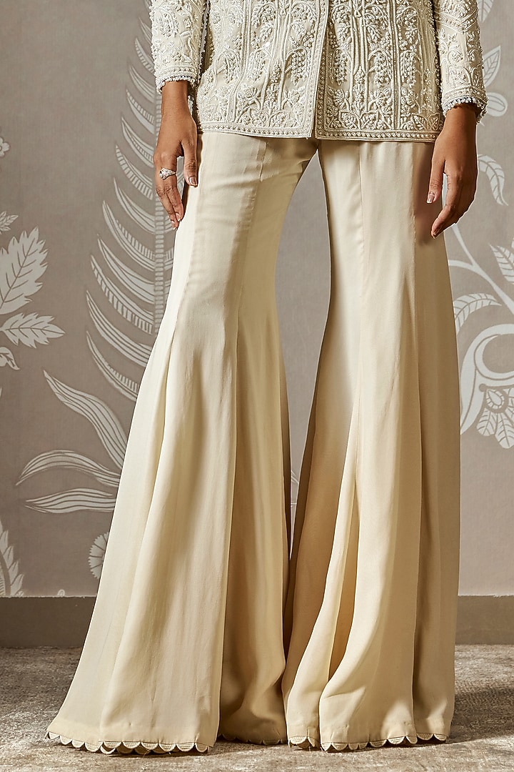 Ivory Georgette Embroidered Jacket Set by Ridhi Mehra at Pernia's Pop Up Shop