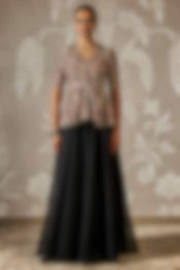 Black Organza Flared Sharara Set by Ridhi Mehra at Pernia's Pop Up Shop