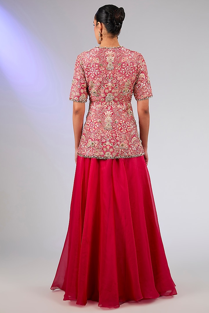Red Organza Bridal Sharara Set by Ridhi Mehra at Pernia's Pop Up Shop