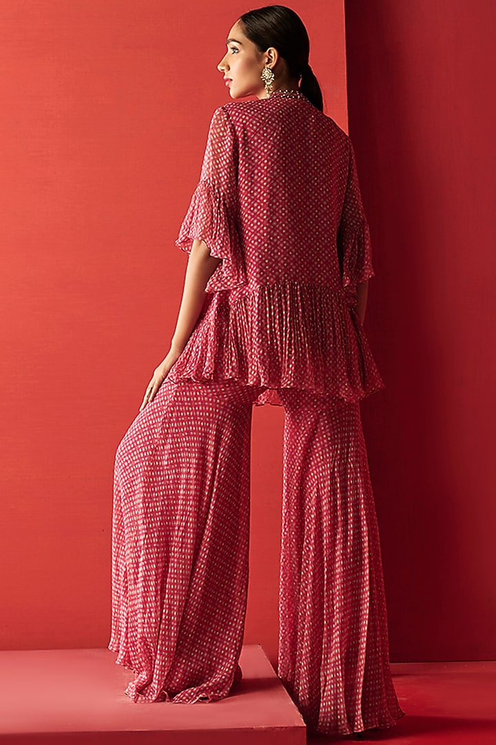 Deep Fuchsia Printed Wedding Sharara Set by Ridhi Mehra at Pernia's Pop Up Shop