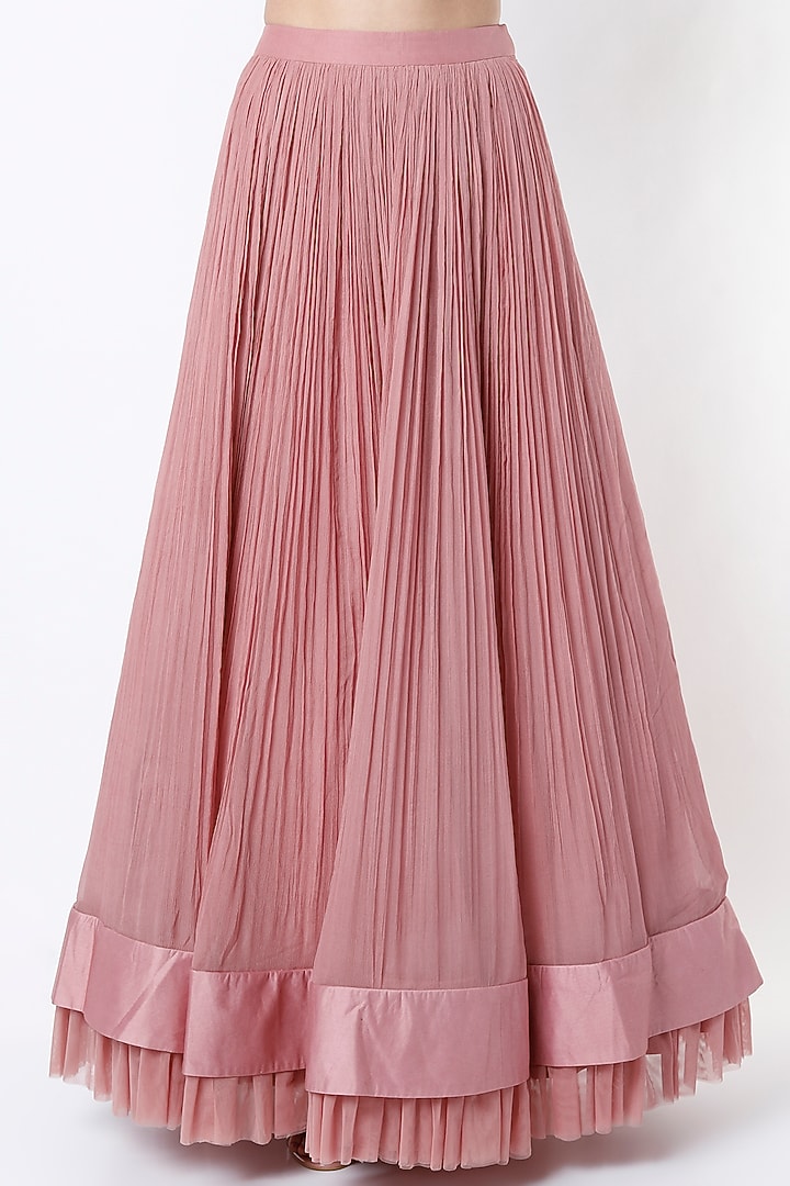 Onion Pink Chiffon Wedding Lehenga Set by Ridhi Mehra at Pernia's Pop Up Shop