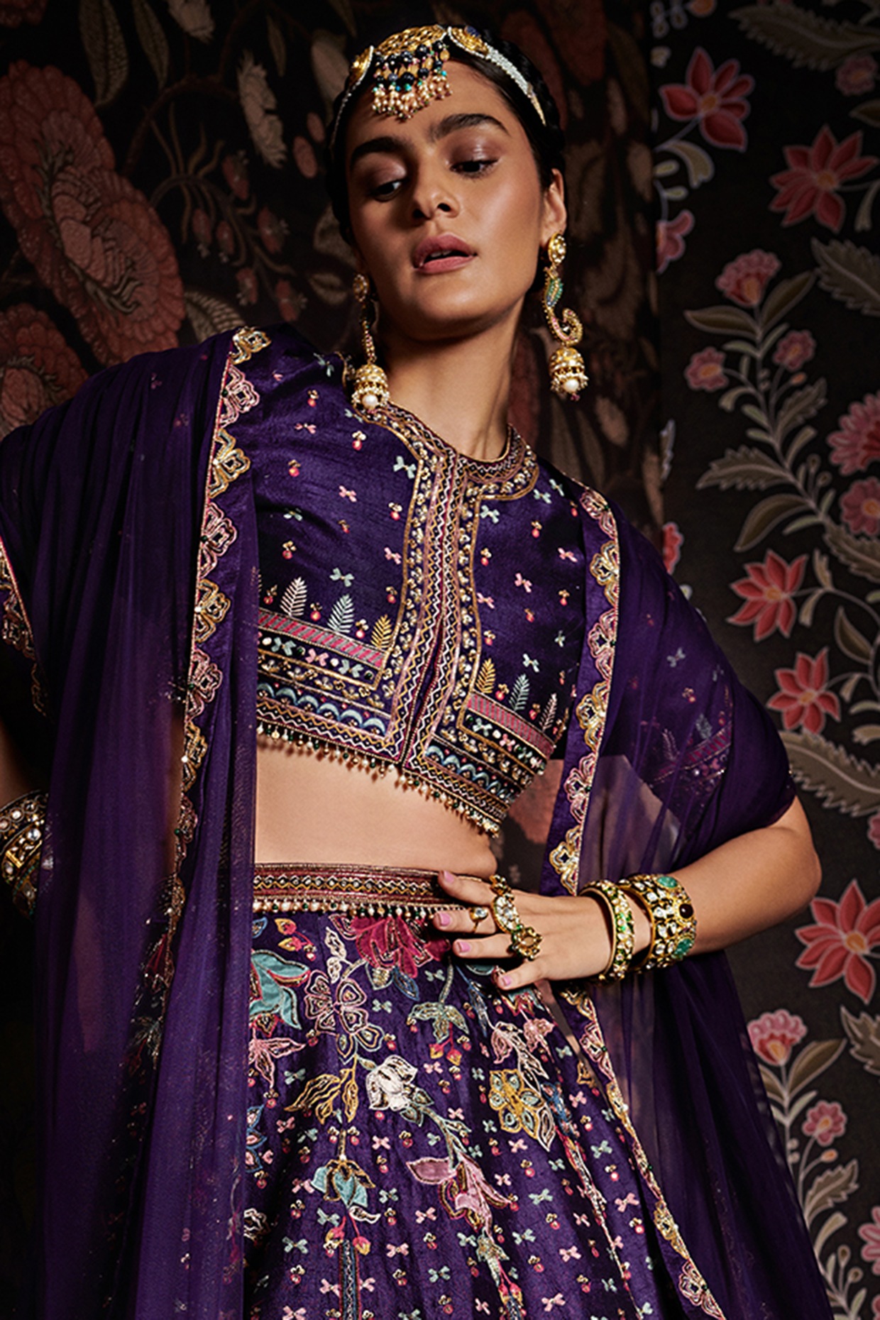 Mauve Gota and Zari embroidered georgette Semi Stitched Lehenga Choli for  Wedding - MEGHALYA - 3624976