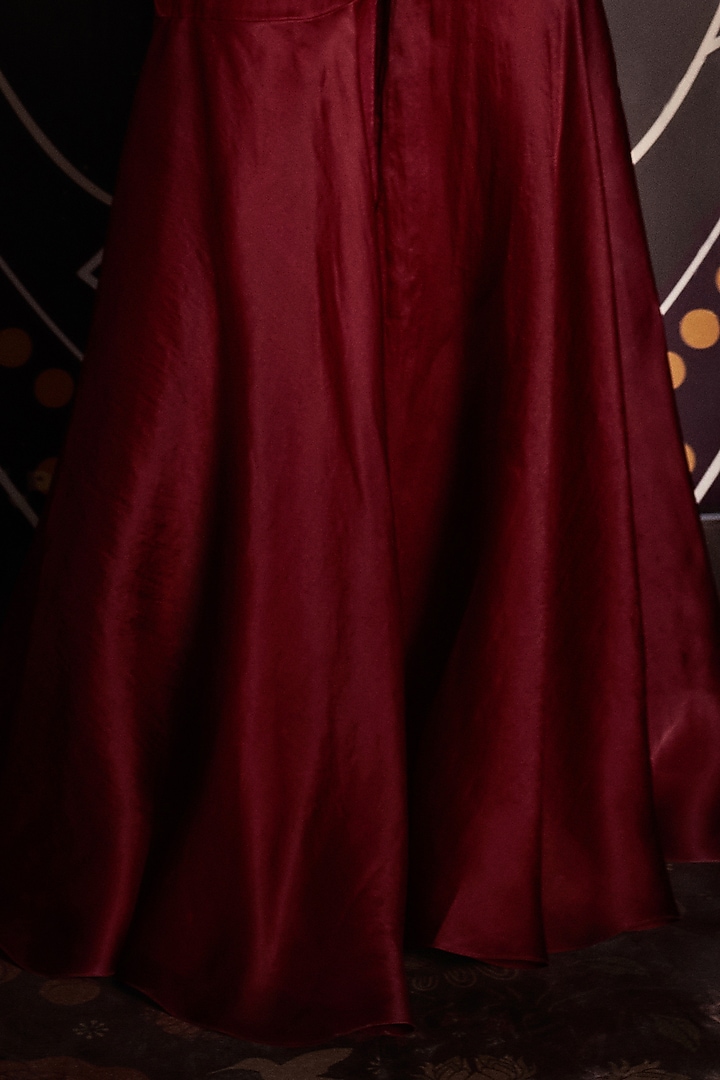 Burgundy Organza Gharara Set by Ridhi Mehra at Pernia's Pop Up Shop