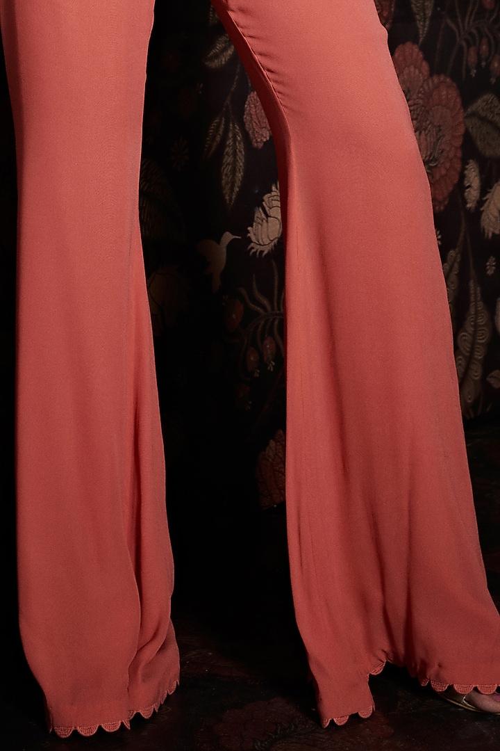 Tea Rose Pink Embroidered Jacket Set by Ridhi Mehra at Pernia's Pop Up Shop