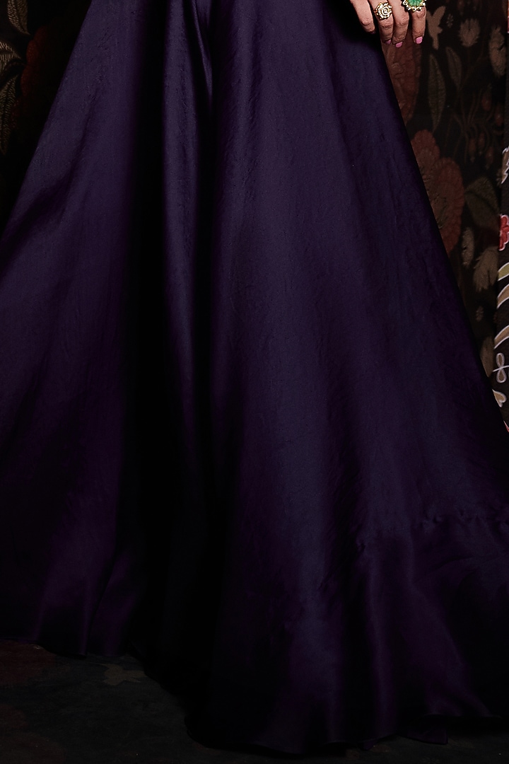 Ripe Plum Purple Organza Bridal Sharara Set by Ridhi Mehra at Pernia's Pop Up Shop