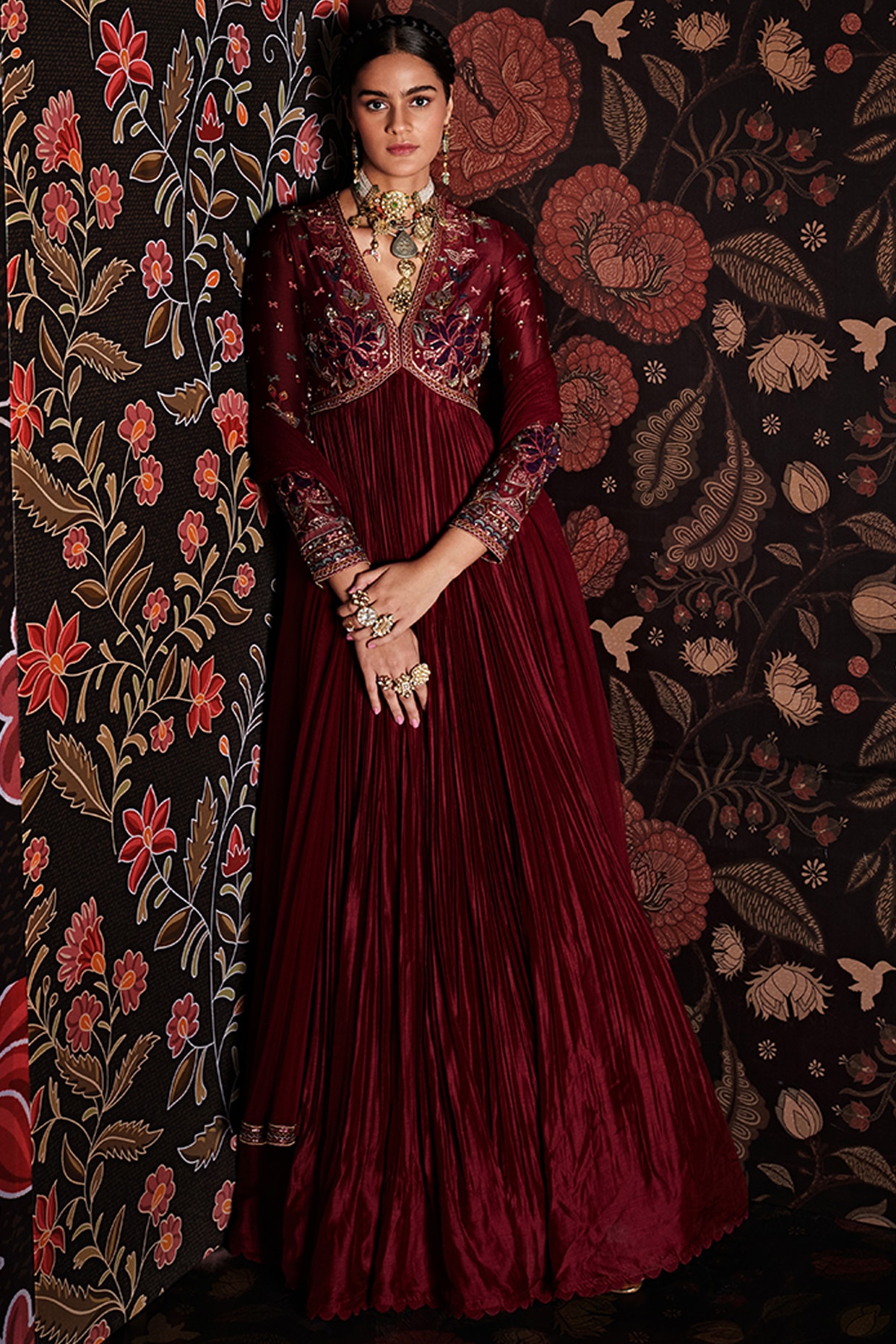 Maroon Anarkali Georgette Dress – Trendy Attire