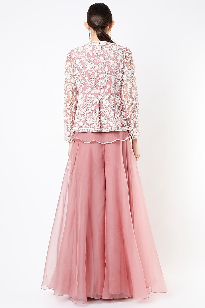 Onion Pink Organza Bridal Sharara Set by Ridhi Mehra at Pernia's Pop Up Shop