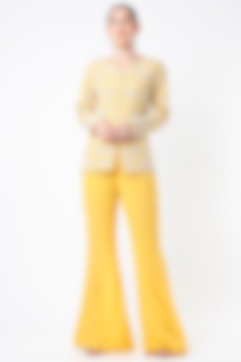 Primrose Yellow Georgette Pant Set by Ridhi Mehra